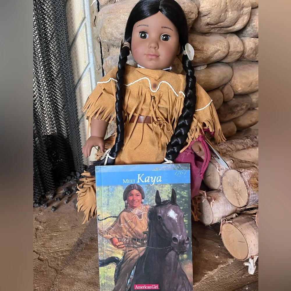 American Girl Kaya Doll with Braided Black Hair and Tan Fringe Outfit